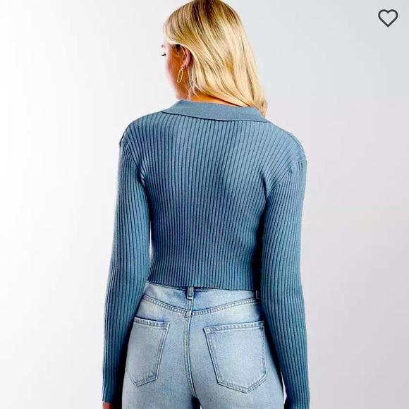 Zip Front Cropped Cardigan Sweater - Picture 2 of 6